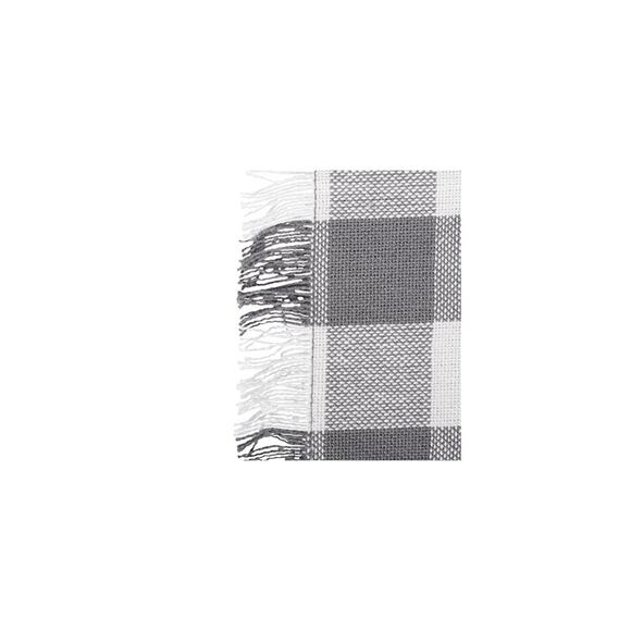 Fringed Check Tabletop Collection, Placemat Set, 13x19" Gray Set Of 6 NEW - Picture 2 of 5